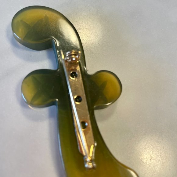 Bakelite Brooch - iridescent green and yellow vintage brooch - Picture 3 of 6